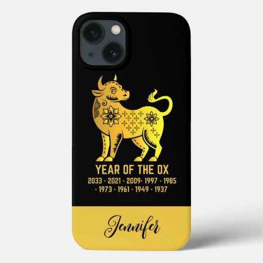 Gouden Gradiënt Jaar van de os Dierenriem Zwart Case-Mate iPhone Case (Achterkant)
