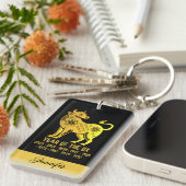 Gouden Gradiënt Jaar van de os Dierenriem Zwart Sleutelhanger (Voorkant Rechts)