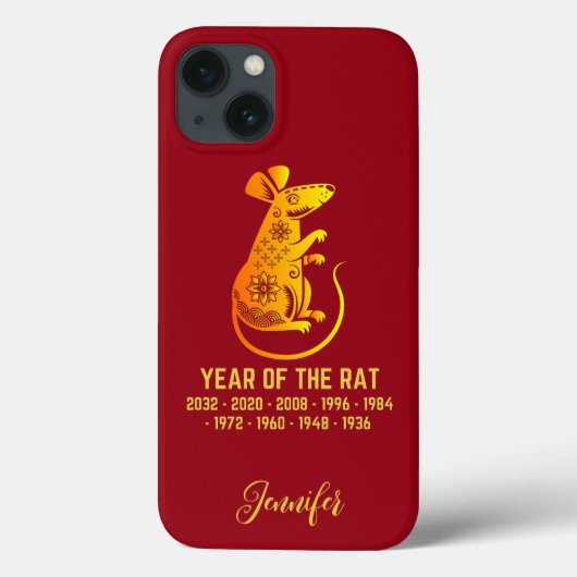 Gouden gradiënt jaar van de rat dierenriem rood Case-Mate iPhone case (Achterkant)