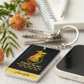 Gouden Gradiënt Jaar van de rat Zodiac Naam Zwart Sleutelhanger (Voorkant Rechts)