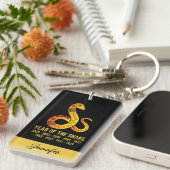 Gouden Gradiënt Jaar van de Slang Zodiac Naam Zwar Sleutelhanger (Voorkant Rechts)