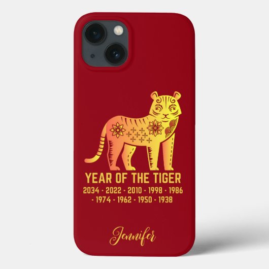 Gouden Gradiënt Jaar van de Tijger Zodiac Naam Roo Case-Mate iPhone Case (Achterkant)