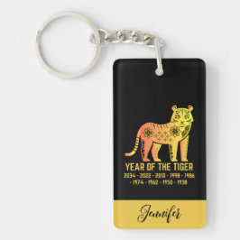 Gouden Gradiënt Jaar van de Tijger Zodiac Naam Zwa Sleutelhanger
