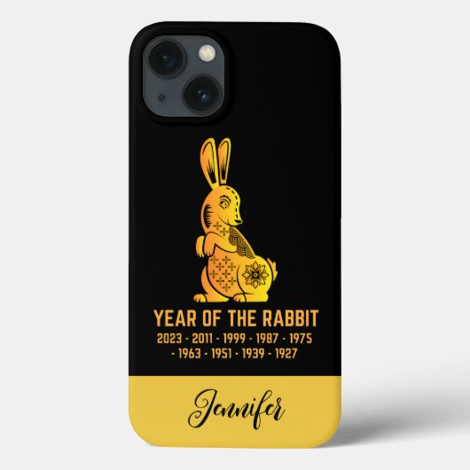 Gouden Gradiënt Jaar van het Konijn Zodiac Naam Zw Case-Mate iPhone Case (Achterkant)