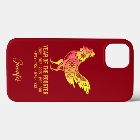Gouden Gradiënt Jaar van Rooster Zodiac Naam Rood Case-Mate iPhone Case (Achterkant (horizontaal))