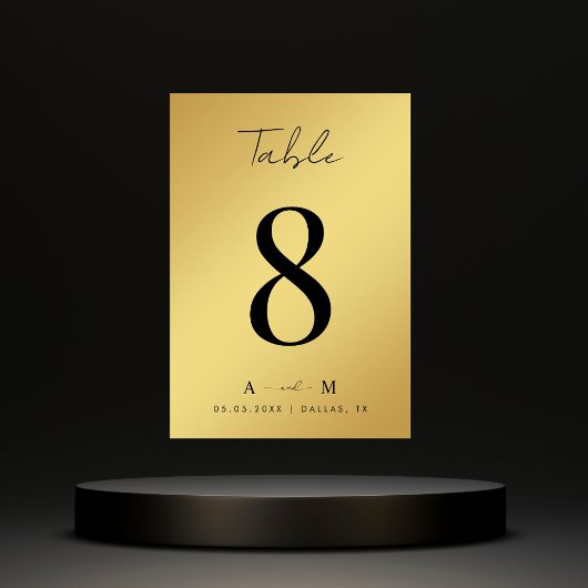 Gouden Gradiënt & Monogram Elegante Zwarte Bruilof Kaart