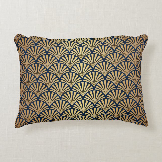 Gouden Gradiënt: Naadloze Art Deco Accent Kussen (Voorkant)