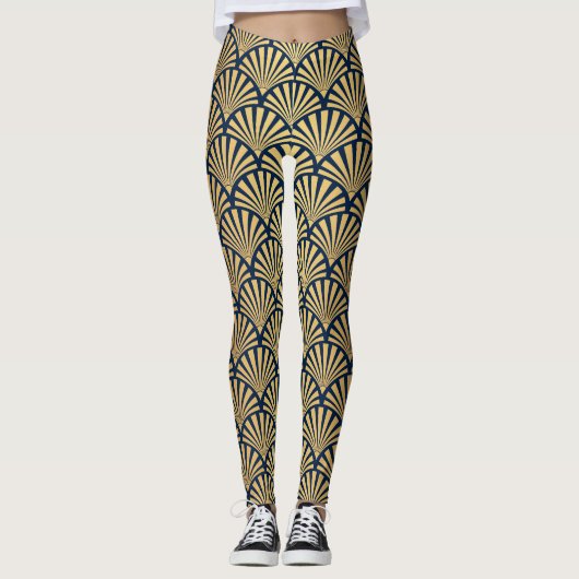 Gouden Gradiënt: Naadloze Art Deco Leggings (Voorkant)
