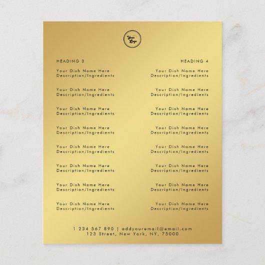 Gouden Gradiënt Restaurant Cafe Afhaalmenu & Logo Flyer (Achterkant)