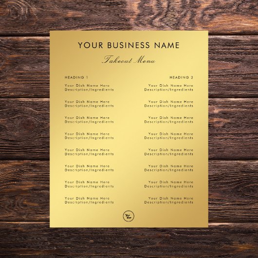 Gouden Gradiënt Restaurant Cafe Afhaalmenu & Logo Flyer