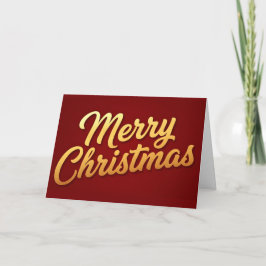 Gouden Gradiënt Retro Script Prettig Kerstfeest Feestdagen Kaart