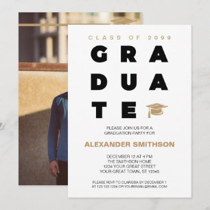 Gouden GRADUATE Letters en Afstudeerhoed Afstudere Kaart