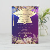 Gouden Graduation Cap, Bloemen Afstuderen Kaart (Staand voorkant)