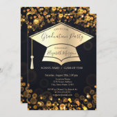 Gouden Graduation Cap Bokeh Dark Afstuderen Kaart (Voorkant / Achterkant)