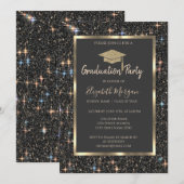 Gouden Graduation Cap Dark Glitter Afstuderen Kaart (Voorkant / Achterkant)