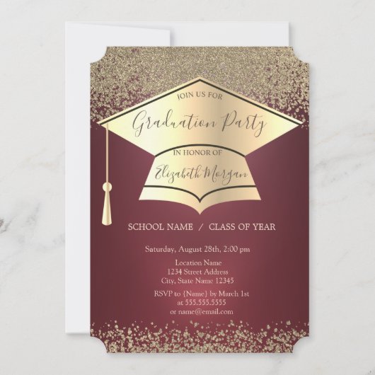 Gouden Graduation Cap, Gouden Diamanten Afstuderen Kaart (Voorkant)