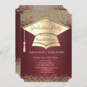 Gouden Graduation Cap, Gouden Diamanten Afstuderen Kaart (Voorkant / Achterkant)