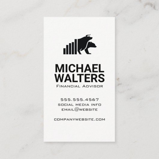 Gouden Grafiek Stier Beer Logo | Marmer Visitekaartje (Achterkant)