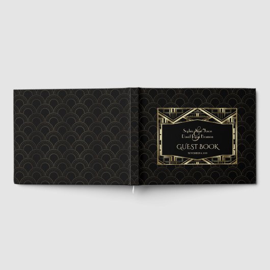 Gouden Great Gatsby Art Deco Stijl Bruiloft Gastenboek (Volledig)