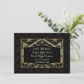 Gouden Great Gatsby Art Deco Stijl Save The Date (Staand voorkant)