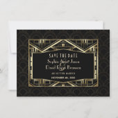 Gouden Great Gatsby Art Deco Stijl Save The Date (Voorkant)