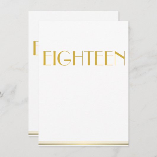 Gouden Great Gatsby Bruiloft Tafelkaarten Achttien Kaart (Voorkant / Achterkant)