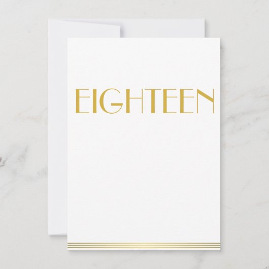 Gouden Great Gatsby Bruiloft Tafelkaarten Achttien Kaart (Achterkant)