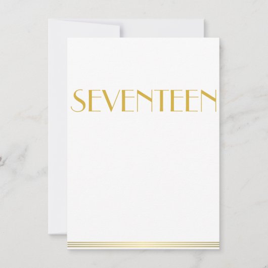 Gouden Great Gatsby Bruiloft Tafelkaarten Zeventie Kaart (Voorkant)