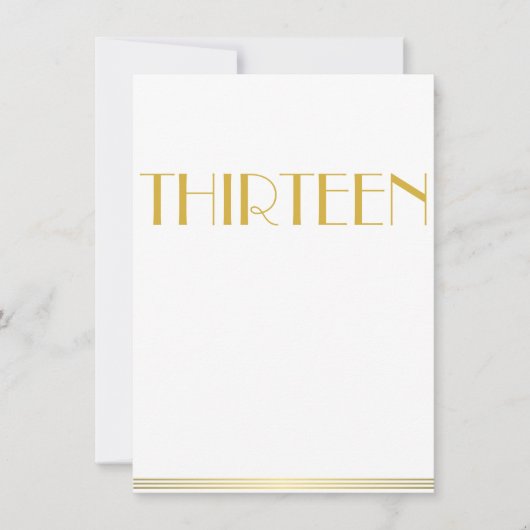 Gouden Great Gatsby Bruiloft Tafelkaartjes Dertien Kaart (Voorkant)