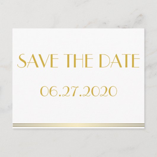 Gouden Great Gatsby Save The Date-ansichtkaarten Aankondigingskaart (Voorkant)