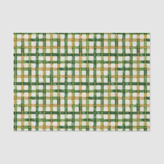 Gouden Green Plaid Kerst Tissue Papier (Voorkant)