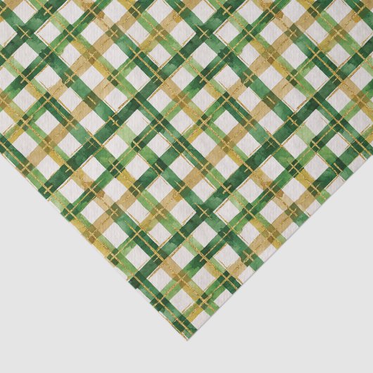 Gouden Green Plaid Kerst Tissue Papier (Detail)