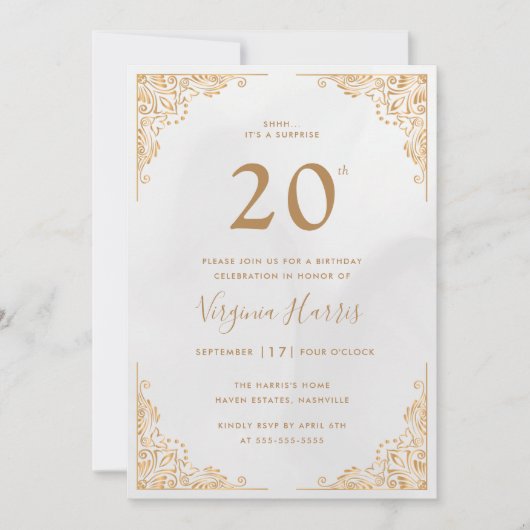 Gouden  grens 20ste verjaardag kaart (Voorkant)