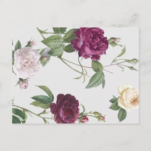 Gouden grens geschilderde Rozen verjaardagsfeest Uitnodiging Briefkaart (Achterkant)