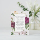 Gouden grens geschilderde Rozen verjaardagsfeest Uitnodiging Briefkaart (Staand voorkant)