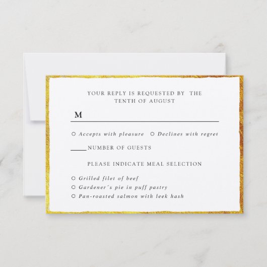  gouden grens lijst responskaart RSVP kaartje (Voorkant)