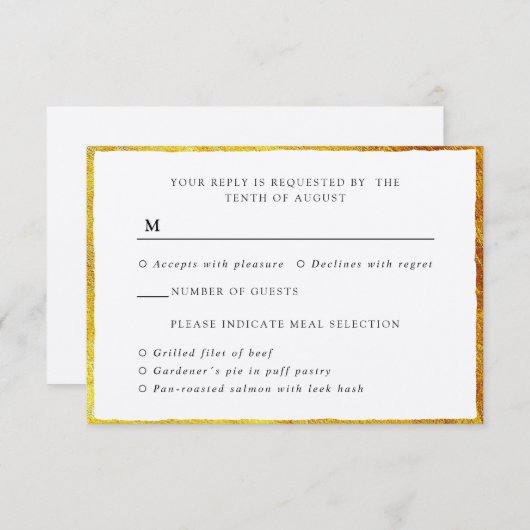  gouden grens lijst responskaart RSVP kaartje (Voorkant / Achterkant)