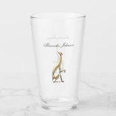 Gouden Greyhound Hond Elegant Monogrammed Glas (Voorkant)