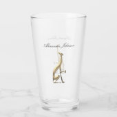 Gouden Greyhoundhond Elegant met Monogram Glas (Achterkant)