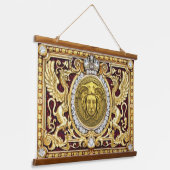 Gouden Griekse Medusa Hout Bovenop wandtapijt Hangend Wandkleed (Gebogen)