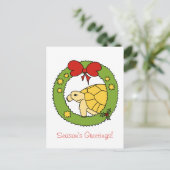 Gouden Griekse schildpad Kerst Kaart (krans) (Staand voorkant)