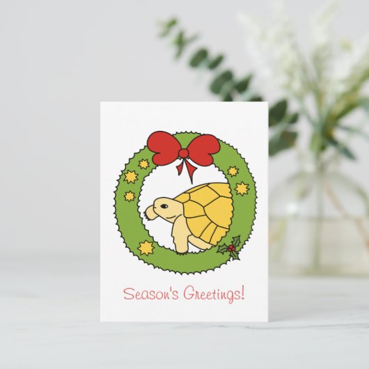 Gouden Griekse schildpad Kerst Kaart (krans) (Staand voorkant)