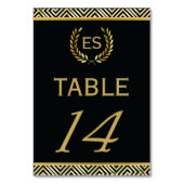 Gouden Griekse sleutel, lauwerkrans trouwtafel num Kaart (Achterkant)