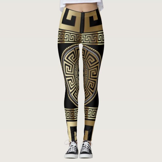 Gouden Griekse Sleutel Leggings (Voorkant)