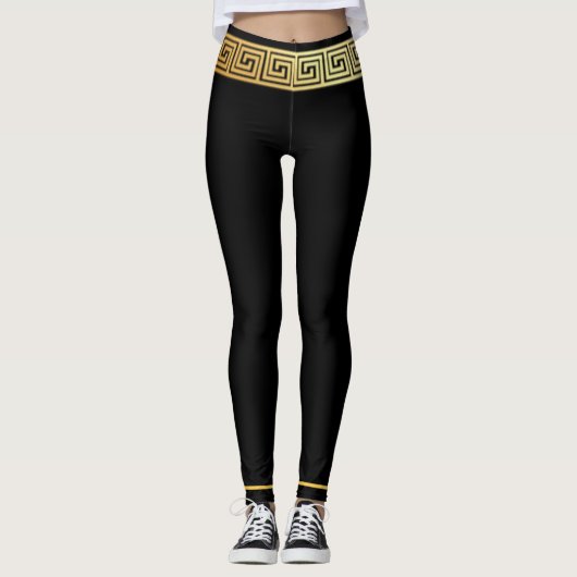 Gouden Griekse sleutel Leggings (Voorkant)
