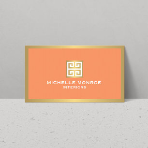 Gouden Griekse Sleutel op Coral Interior Designer Visitekaartje