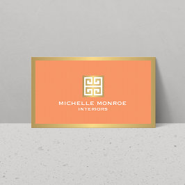 Gouden Griekse Sleutel op Coral Interior Designer Visitekaartje