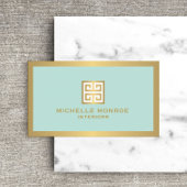 Gouden Griekse Sleutel op Munt Interieur Designer Visitekaartje