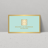 Gouden Griekse Sleutel op Munt Interieur Designer Visitekaartje