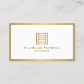 Gouden Griekse Sleutel op Witte Binnenlandse Ontwe Visitekaartje (Voorkant)